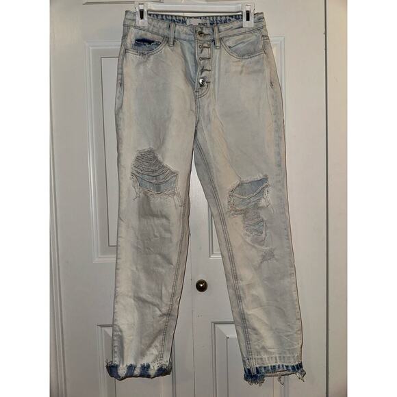 VERVET BY FLYING MONKEY Denim - Light Wash Vervet Buttonfly Jeans Sz 25, Distressed, Cotton